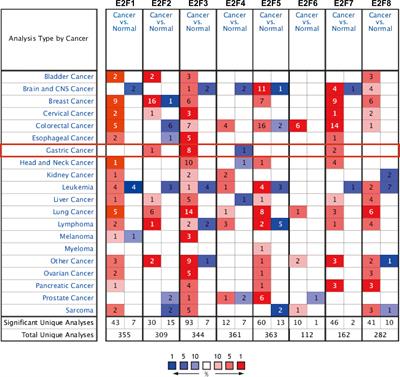 Comprehensive Analysis of E2F Family Members in Human Gastric Cancer